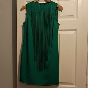 Zara Vibrant Green Fringe Mini Dress